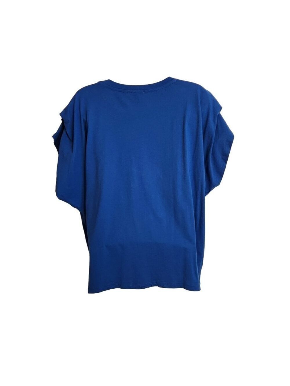 Bar III Pleated Sleeve Structured T-Shirt Batwing Blouse Top Bright Blue Large - Picture 4 of 9